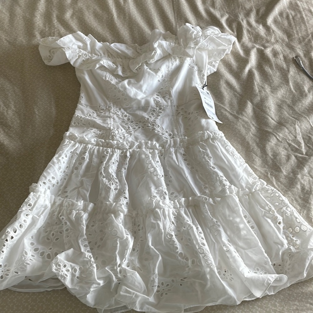 size xs floral white print off the shoulder zara dress